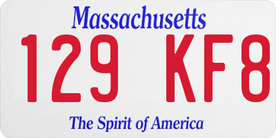MA license plate 129KF8