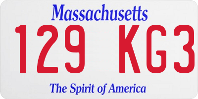 MA license plate 129KG3