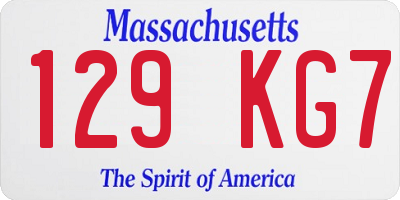 MA license plate 129KG7