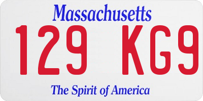 MA license plate 129KG9