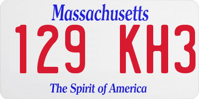 MA license plate 129KH3