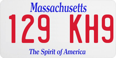 MA license plate 129KH9