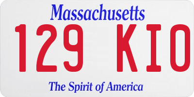 MA license plate 129KI0