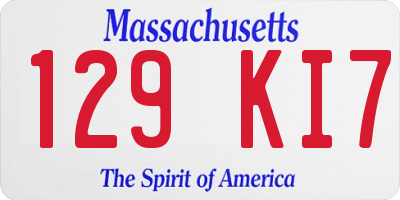 MA license plate 129KI7