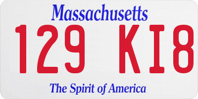 MA license plate 129KI8