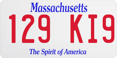 MA license plate 129KI9