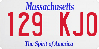 MA license plate 129KJ0