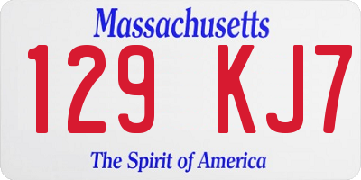 MA license plate 129KJ7
