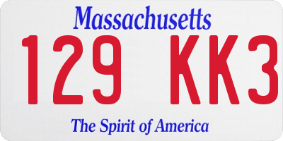 MA license plate 129KK3