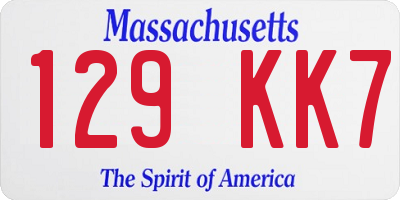MA license plate 129KK7