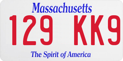 MA license plate 129KK9