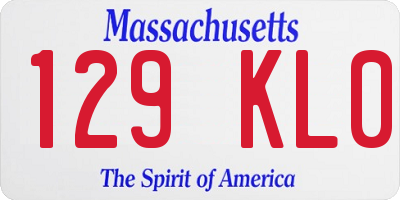 MA license plate 129KL0