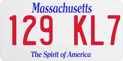 MA license plate 129KL7
