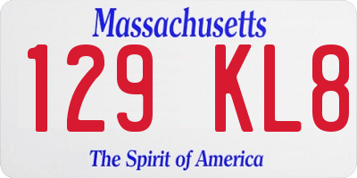 MA license plate 129KL8