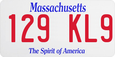 MA license plate 129KL9