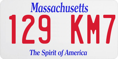 MA license plate 129KM7