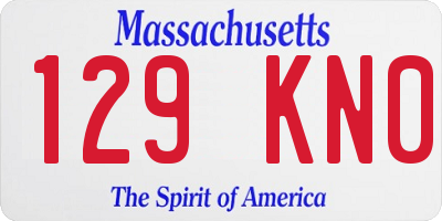 MA license plate 129KN0