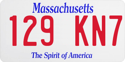 MA license plate 129KN7