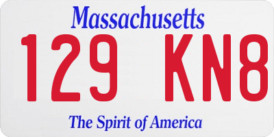 MA license plate 129KN8