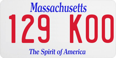 MA license plate 129KO0