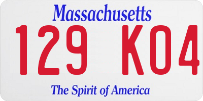 MA license plate 129KO4