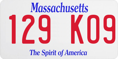 MA license plate 129KO9
