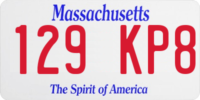 MA license plate 129KP8