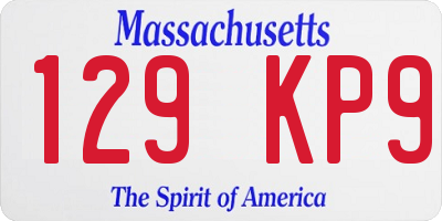 MA license plate 129KP9