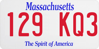 MA license plate 129KQ3