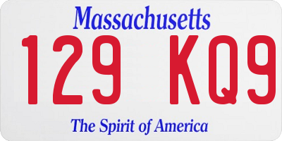 MA license plate 129KQ9