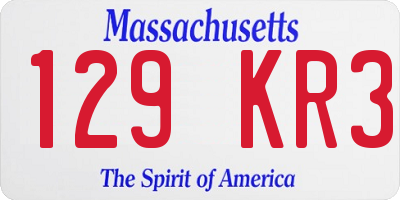 MA license plate 129KR3