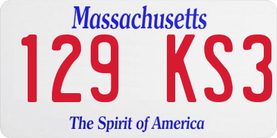 MA license plate 129KS3