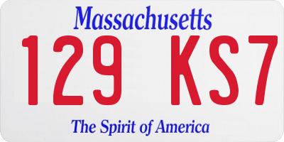 MA license plate 129KS7