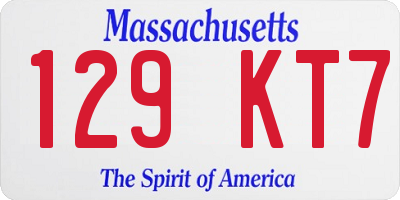 MA license plate 129KT7