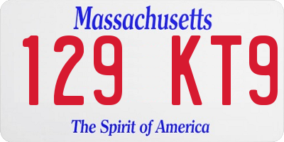 MA license plate 129KT9