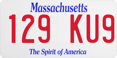MA license plate 129KU9