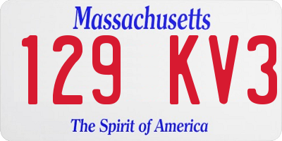 MA license plate 129KV3