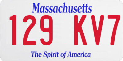 MA license plate 129KV7