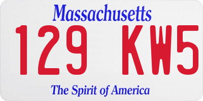 MA license plate 129KW5