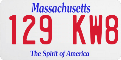 MA license plate 129KW8
