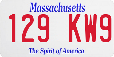 MA license plate 129KW9