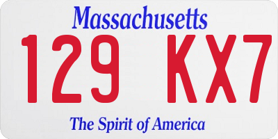 MA license plate 129KX7