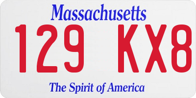MA license plate 129KX8