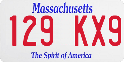MA license plate 129KX9