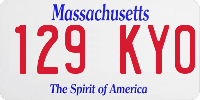 MA license plate 129KY0