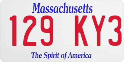 MA license plate 129KY3