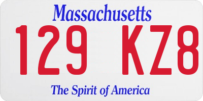 MA license plate 129KZ8