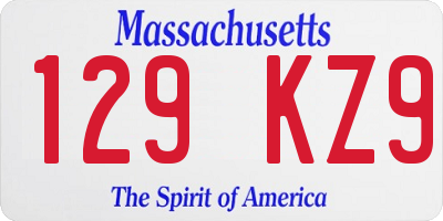 MA license plate 129KZ9