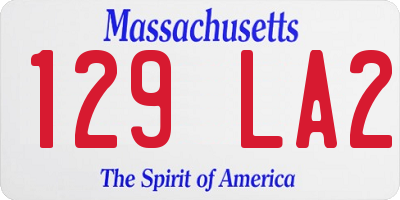 MA license plate 129LA2