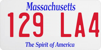 MA license plate 129LA4
